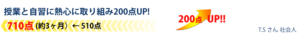 授業と自習に熱心に取り組み200点UP!